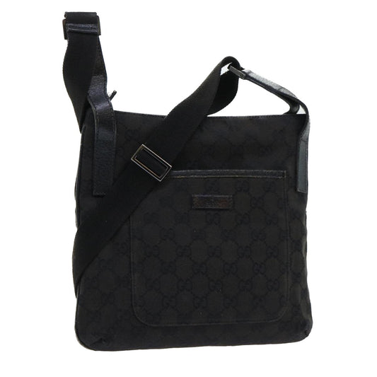 Luxury Gucci GG Canvas Shoulder Bag Canvas Leather Black 122793  ac2179