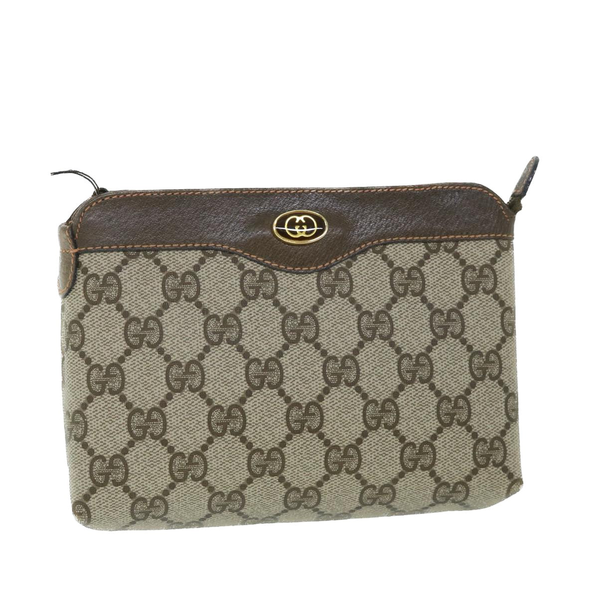 Luxury Gucci GG Canvas Pouch PVC Leather Beige 89 01 020  ac2194