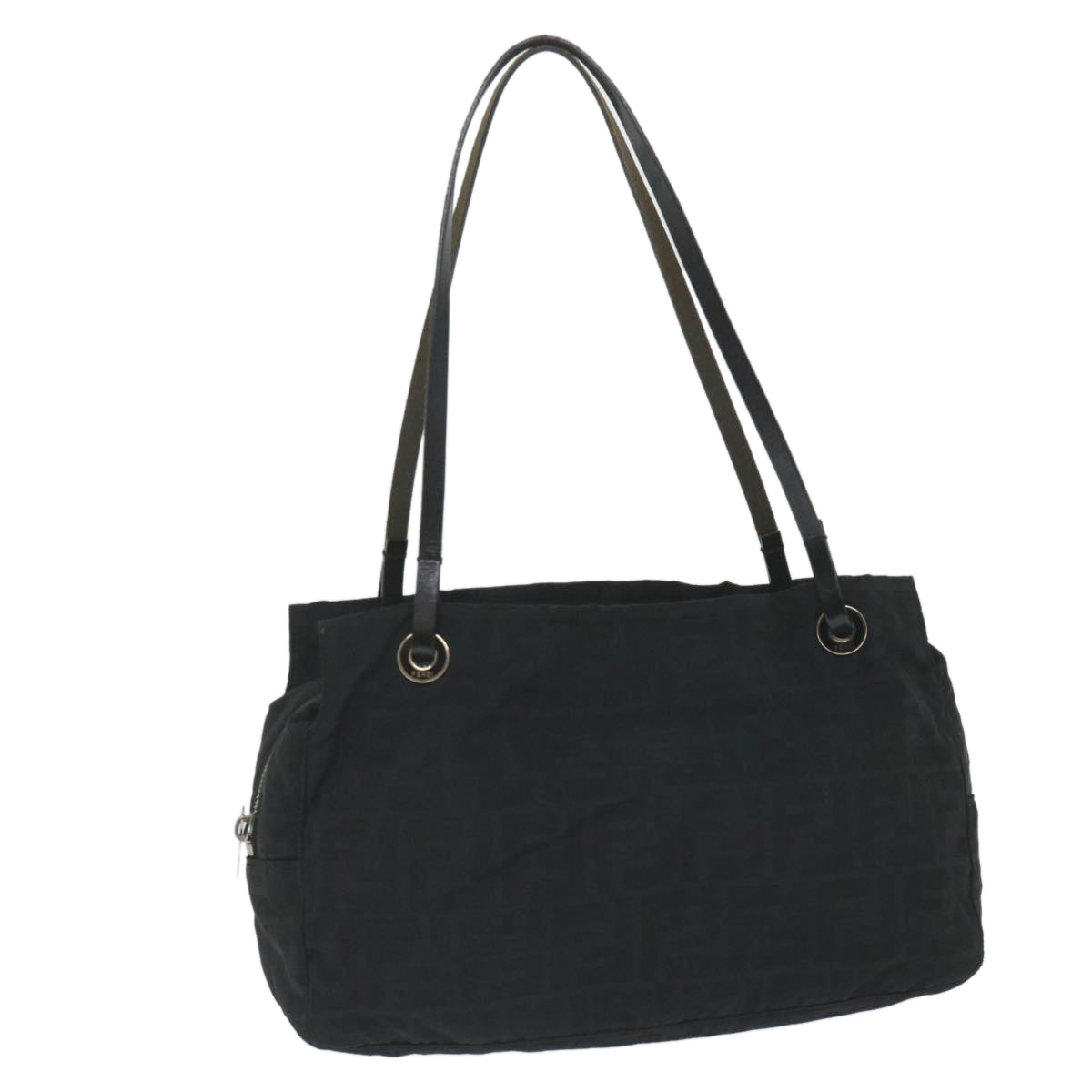 Luxury FendiZucca Canvas Tote Bag Nylon Leather Blackac2414