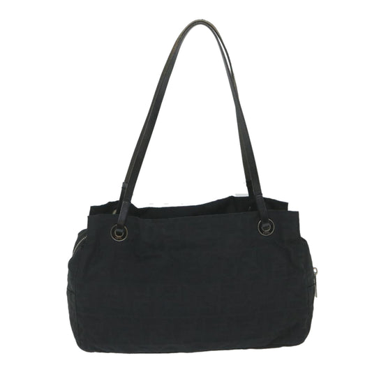 Luxury FendiZucca Canvas Tote Bag Nylon Leather Blackac2414