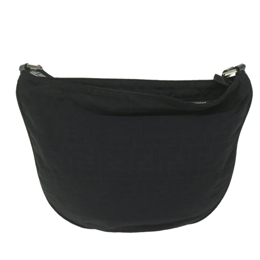 Luxury FendiZucca Canvas Shoulder Bag Blackac2516