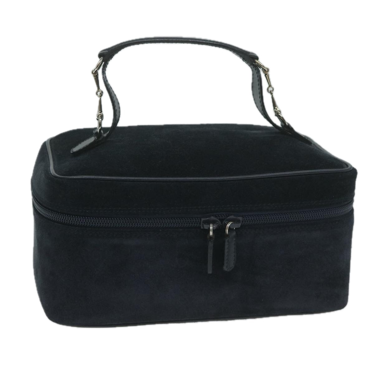 GUCCI Horsebit Vanity Cosmetic Pouch Suede Navy  ac2518