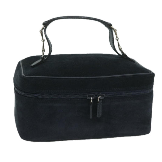 GUCCI Horsebit Vanity Cosmetic Pouch Suede Navy  ac2518