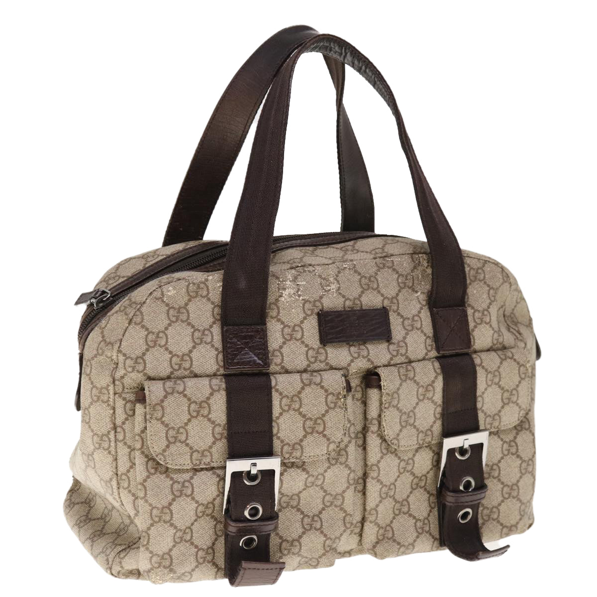 GUCCI GG Supreme Hand Bag PVC Leather Beige 140959  ac2606