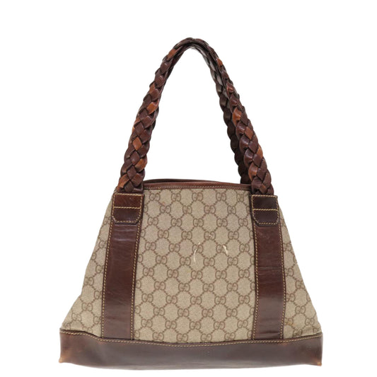 GUCCI GG Supreme Hand Bag PVC Leather Beige  ac2607