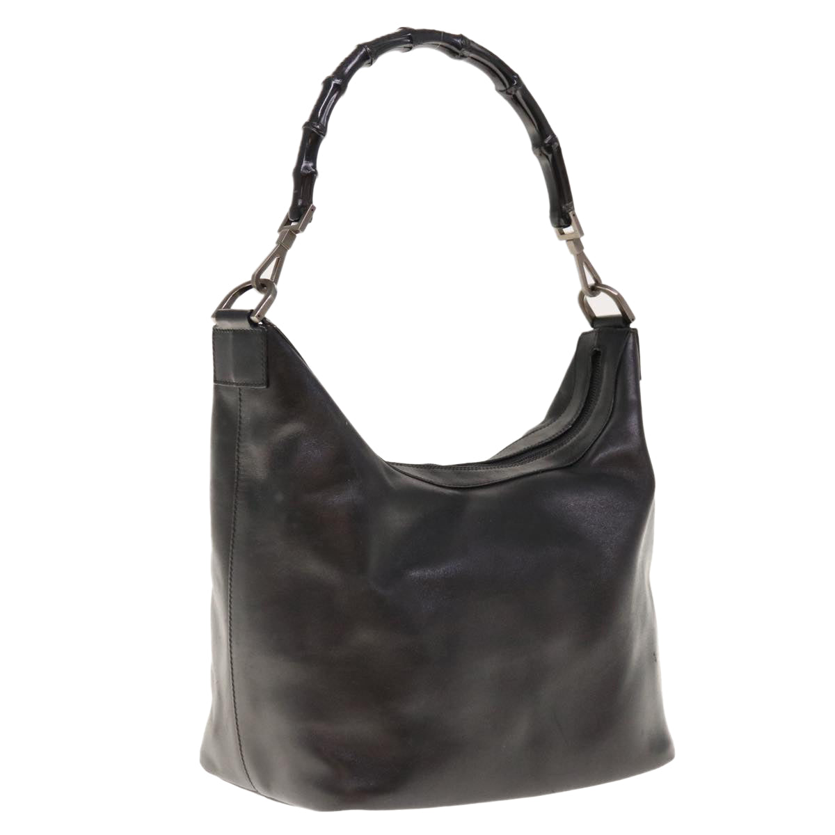 GUCCI Bamboo Hand Bag Leather Black 000 0531 3444  ac2613