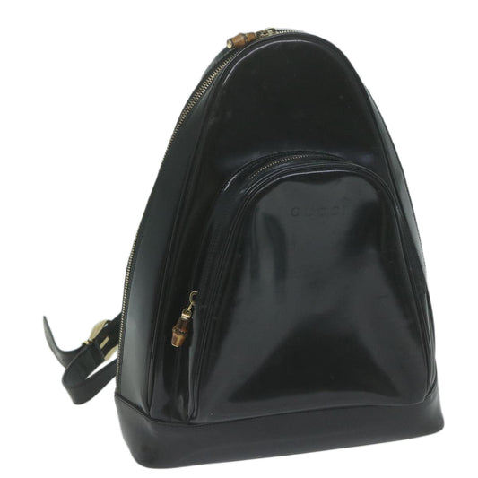GUCCI Bamboo Body Bag Leather Black 003 2113 0027  ac2614