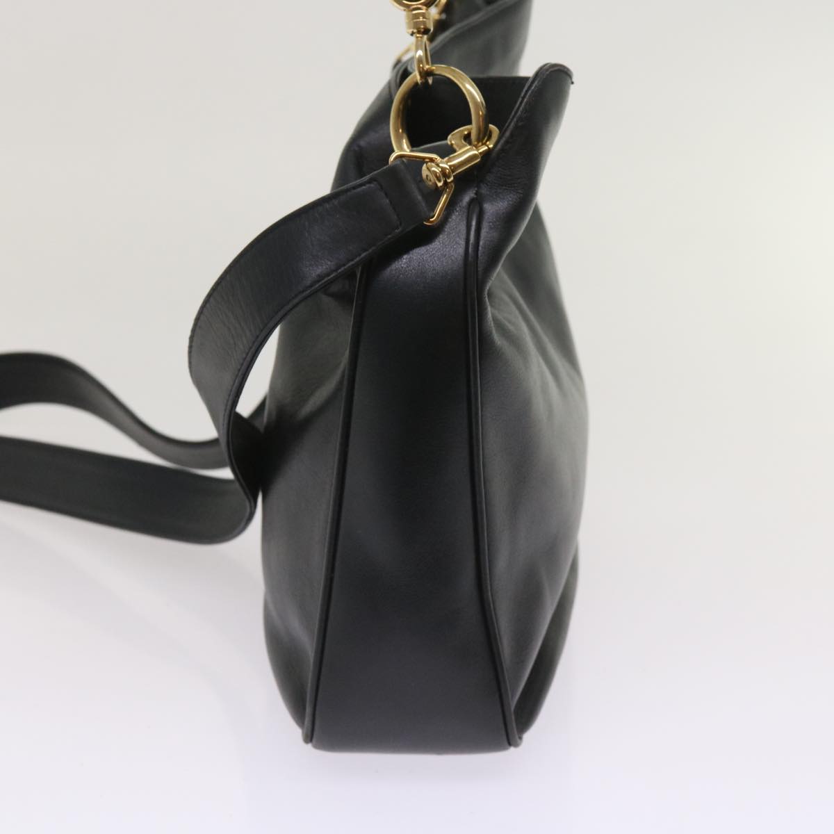GUCCI Bamboo Shoulder Bag Leather 2way Black 001 0156 1638  ac2630