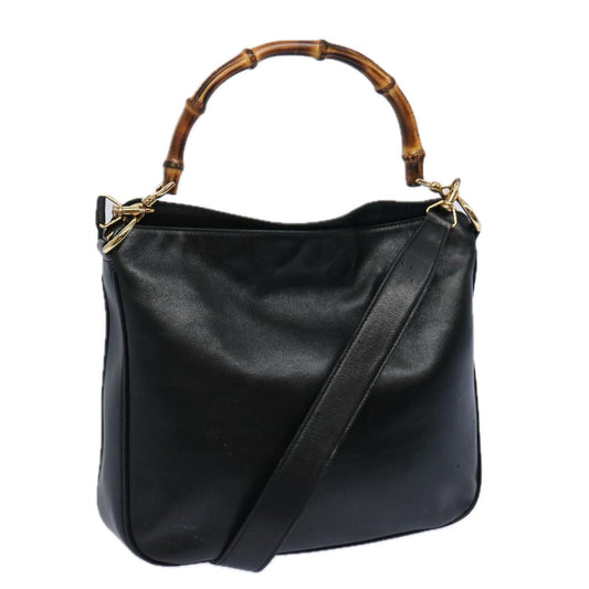 GUCCI Bamboo Shoulder Bag Leather 2way Black 001 0166 1638  ac2631