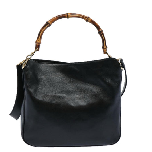 GUCCI Bamboo Shoulder Bag Leather 2way Black 001 0166 1638  ac2631