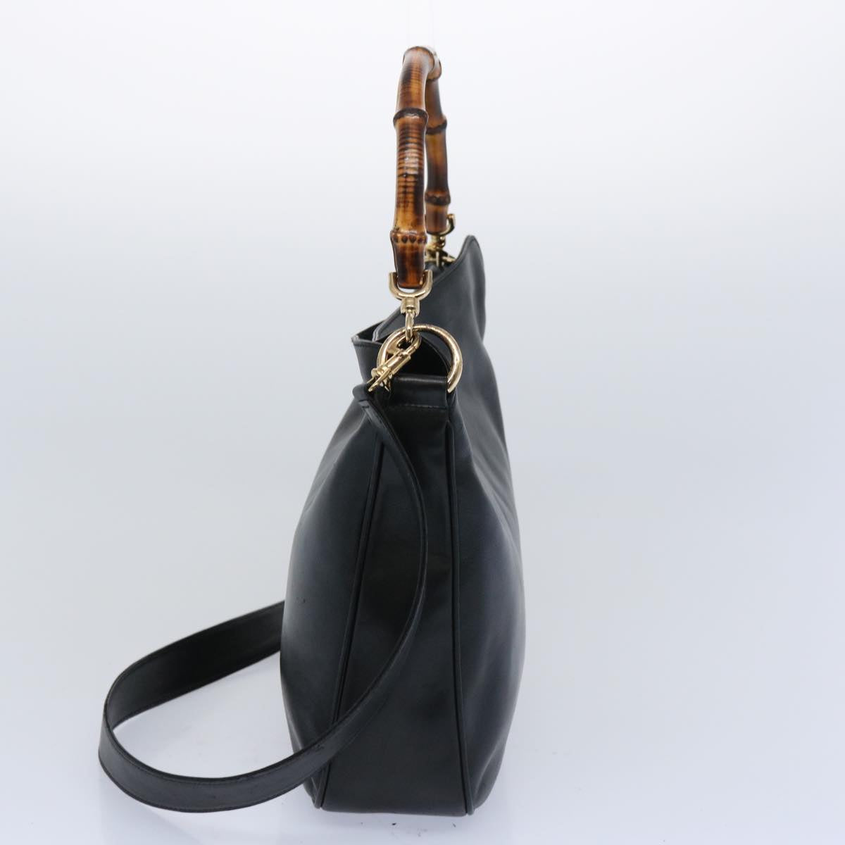 GUCCI Bamboo Shoulder Bag Leather 2way Black 001 0166 1638  ac2631