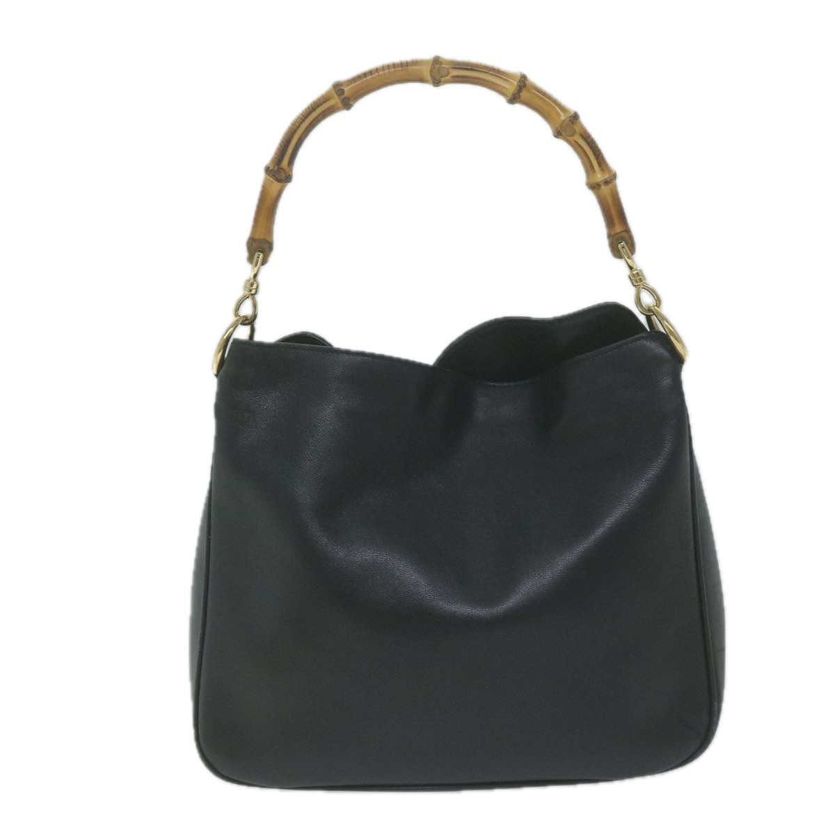 GUCCI Bamboo Shoulder Bag Leather 2way Black 001 1688 2058  ac2636