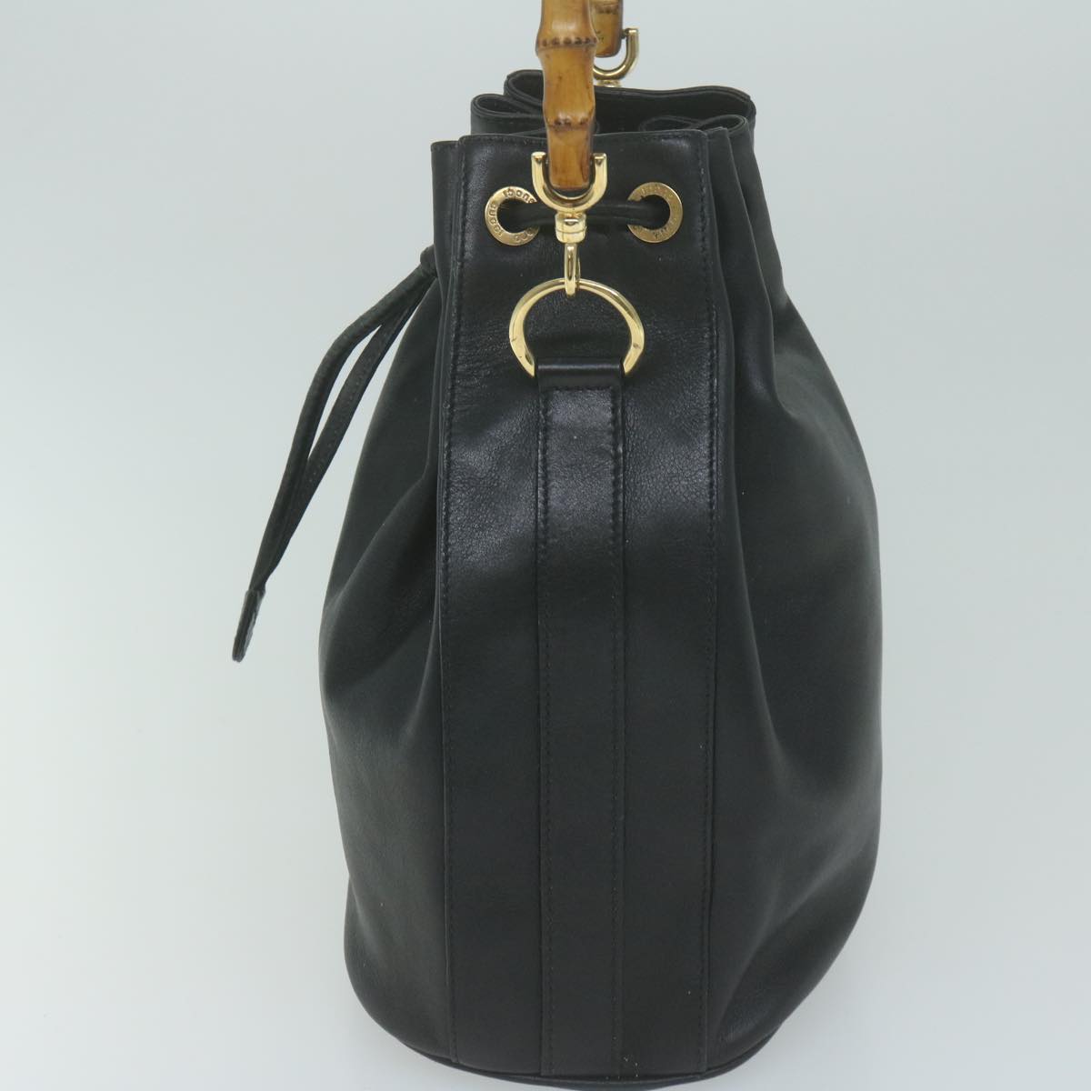 GUCCI Bamboo Hand Bag Leather Black 001 3754 1657  ac2644