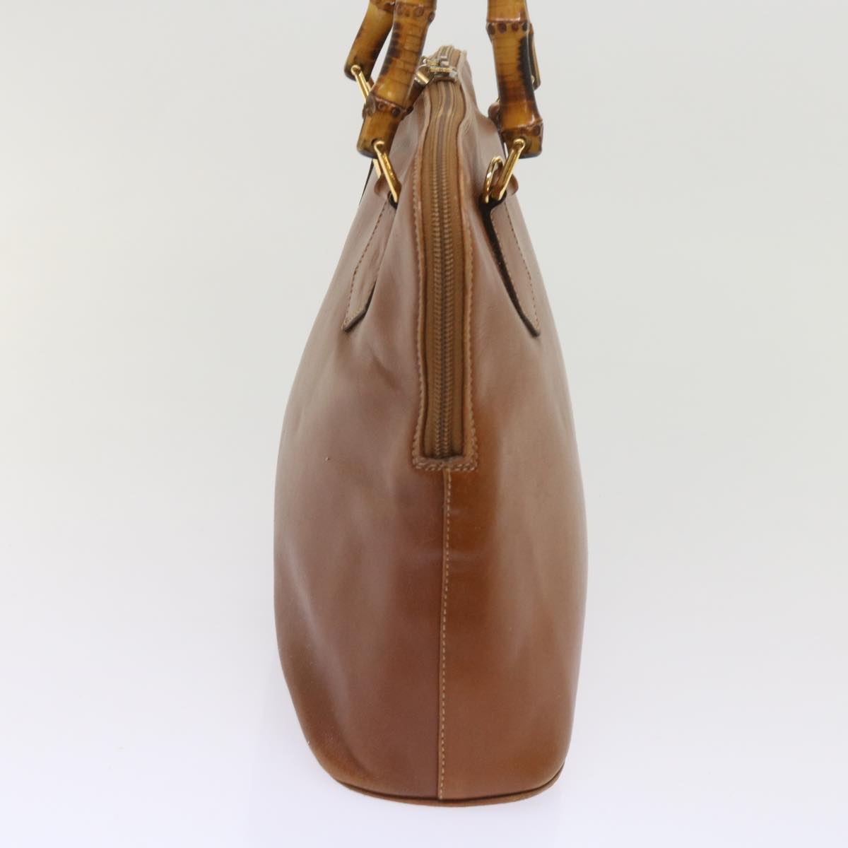 GUCCI Bamboo Hand Bag Leather Brown  ac2689
