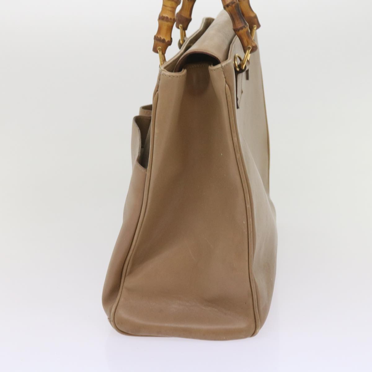 GUCCI Bamboo Hand Bag Leather 2way Beige  ac2690