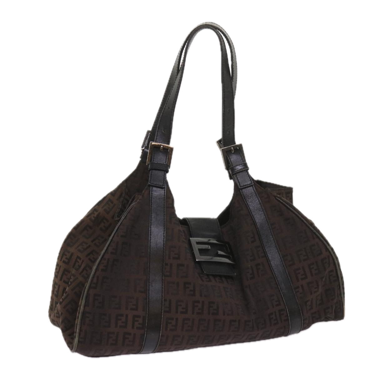 Luxury FendiZucchino Canvas Shoulder Bag Brownac2712