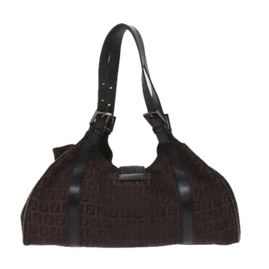 Luxury FendiZucchino Canvas Shoulder Bag Brownac2712