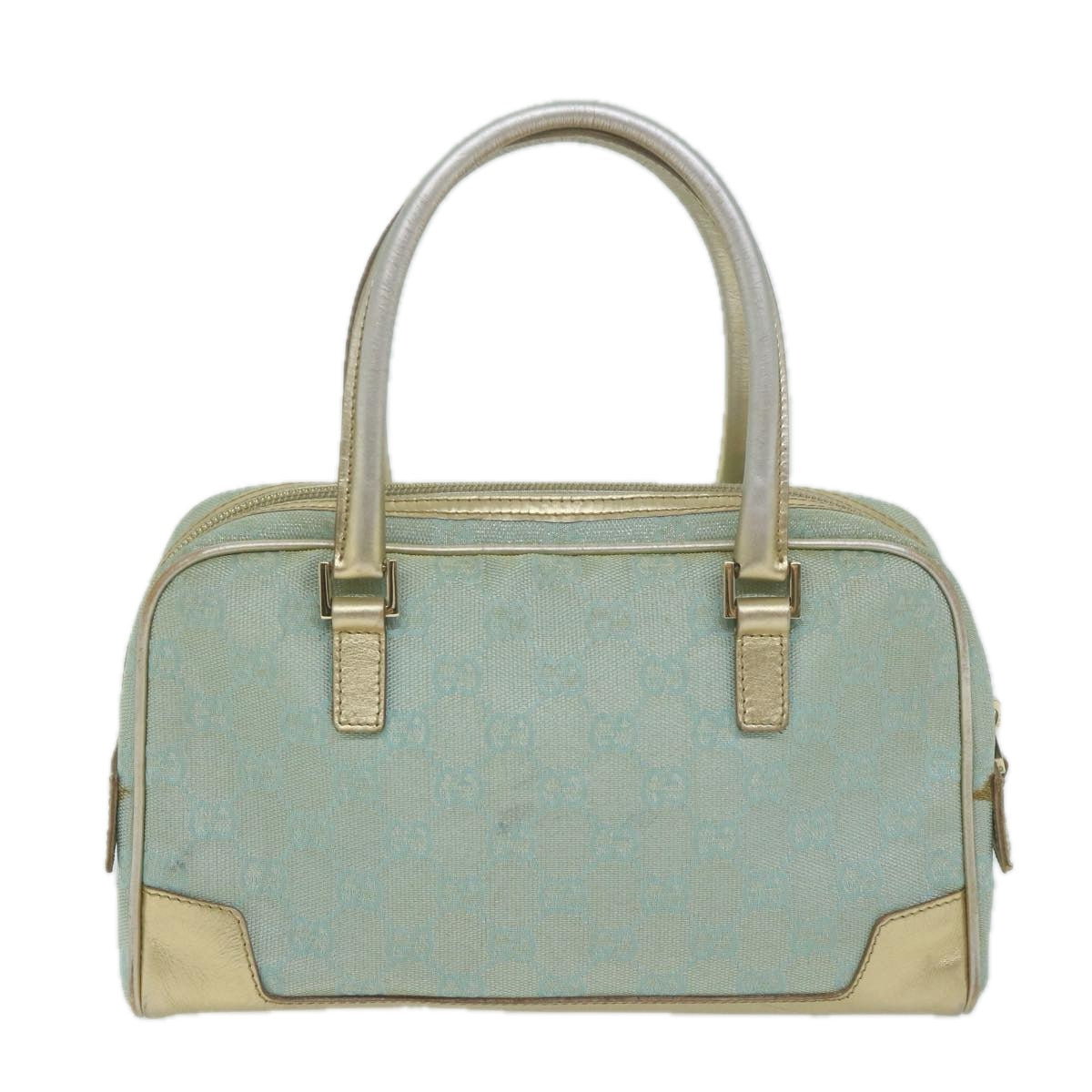 GUCCI GG Canvas Hand Bag Light Blue Gold Tone  ac2720