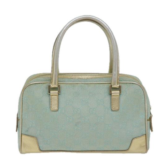 GUCCI GG Canvas Hand Bag Light Blue Gold Tone  ac2720