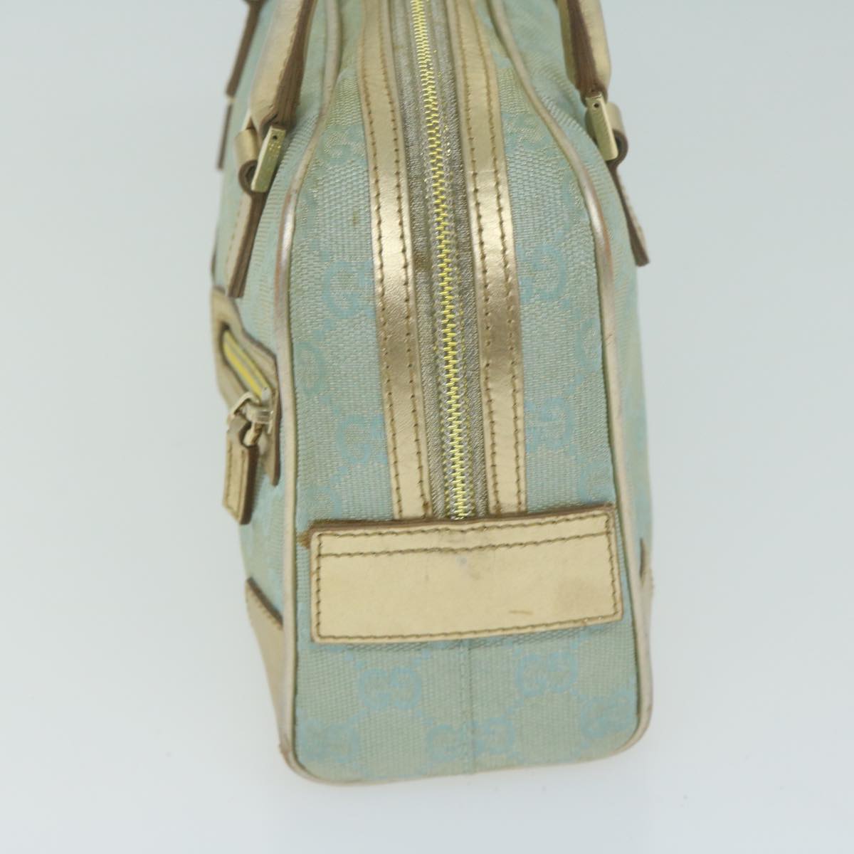 GUCCI GG Canvas Hand Bag Light Blue Gold Tone  ac2720