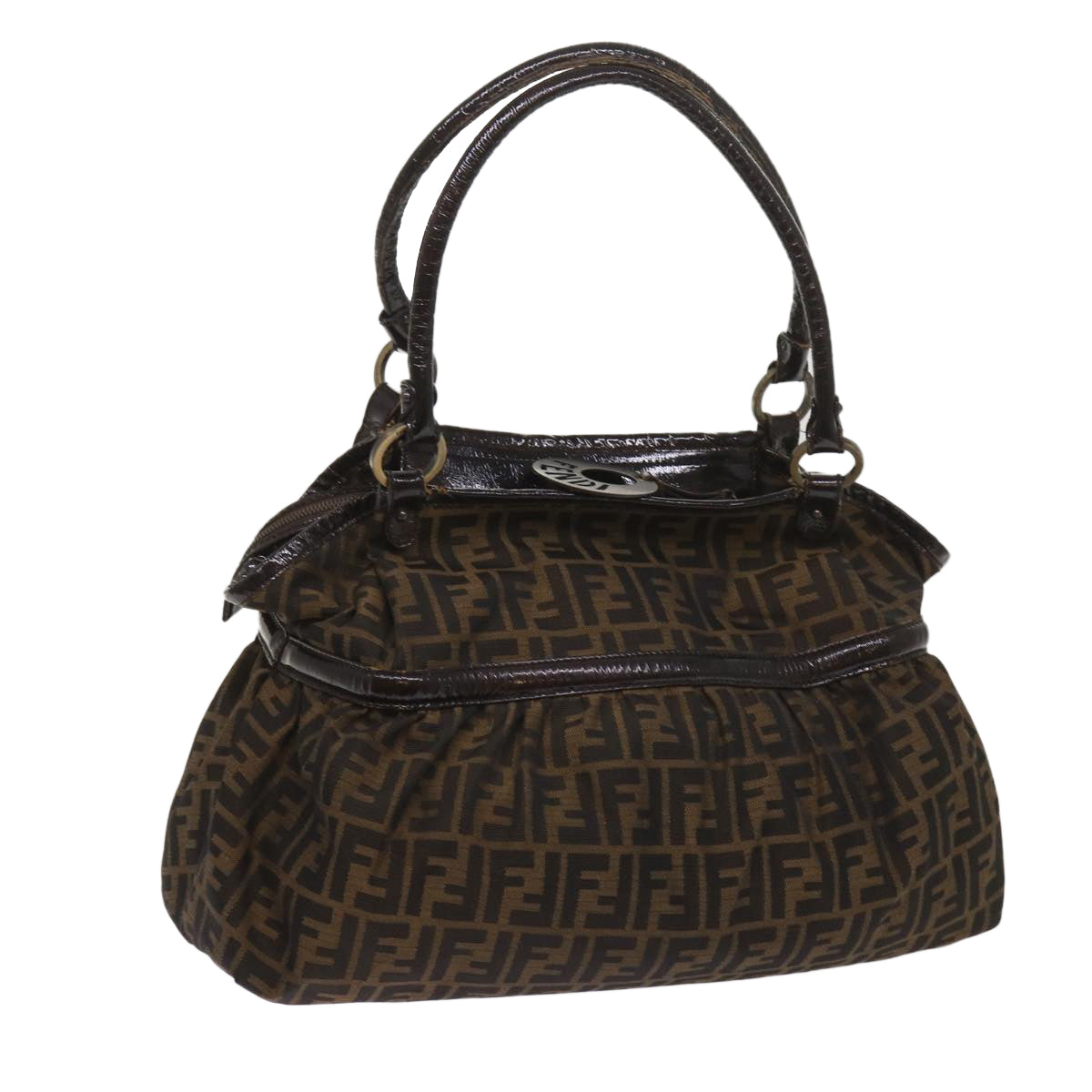 Luxury FendiZucca Canvas Shoulder Bag Brownac2737