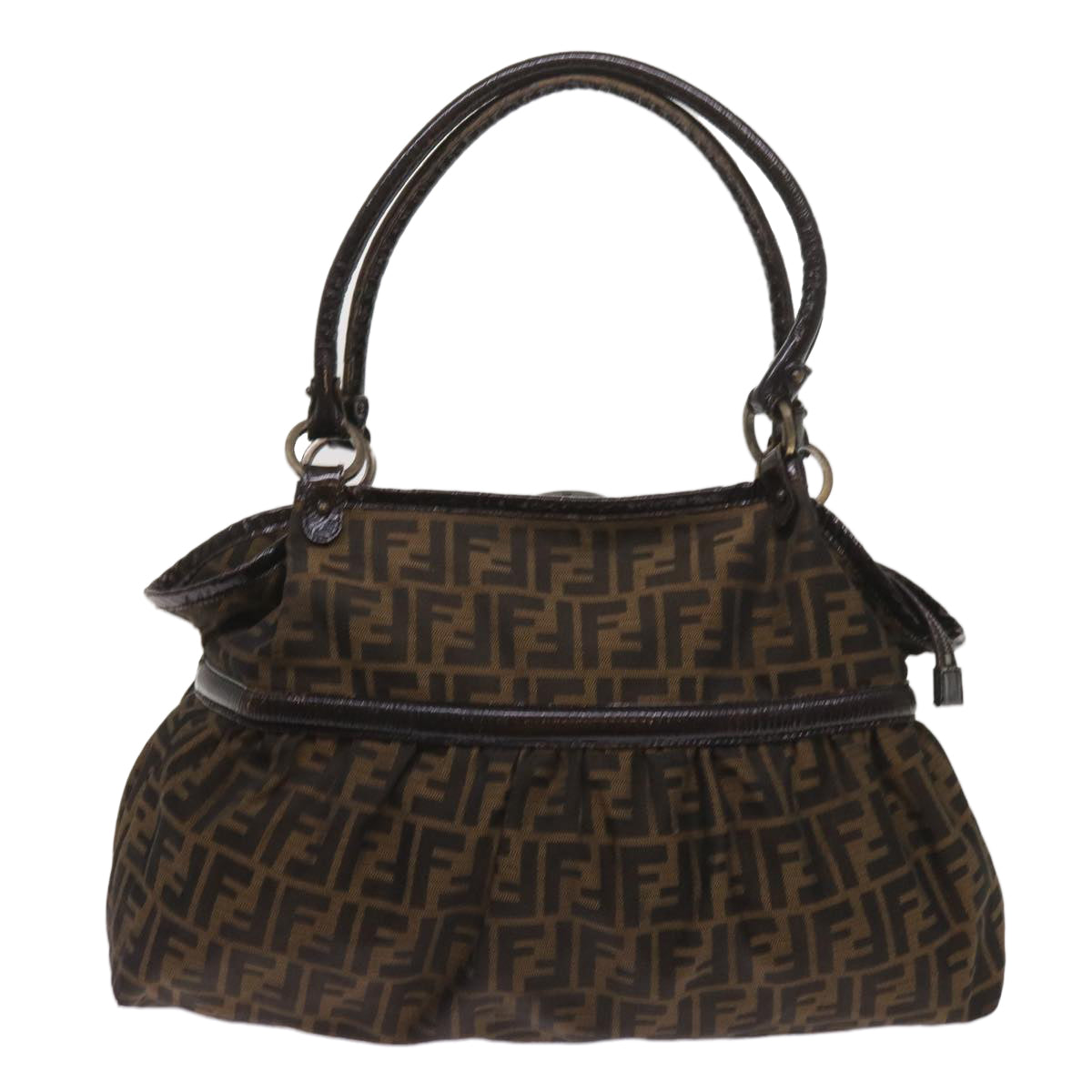 Luxury FendiZucca Canvas Shoulder Bag Brownac2737