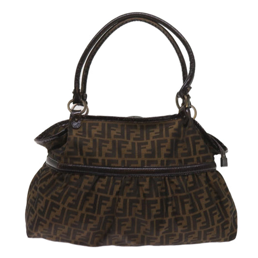 Luxury FendiZucca Canvas Shoulder Bag Brownac2737