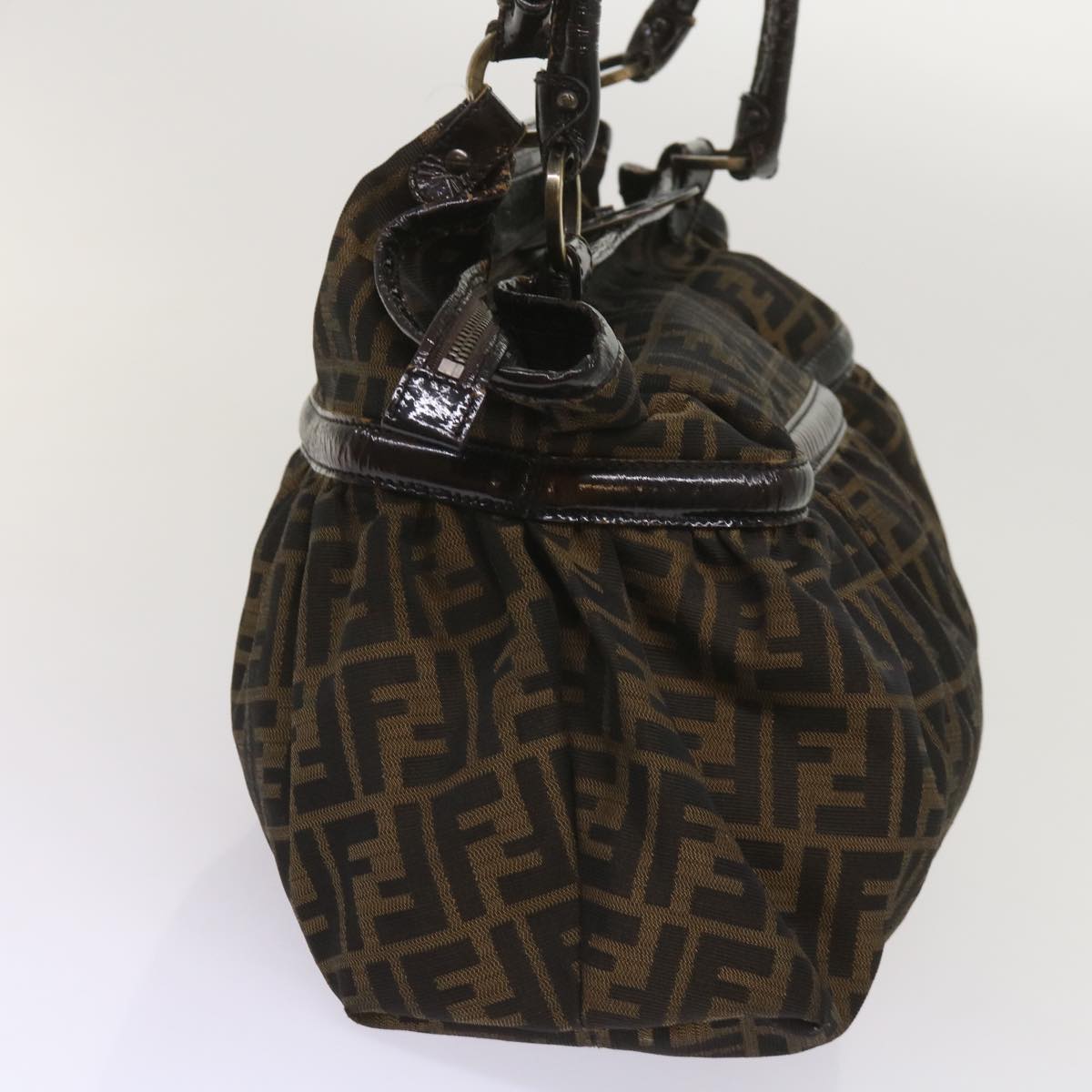 Luxury FendiZucca Canvas Shoulder Bag Brownac2737