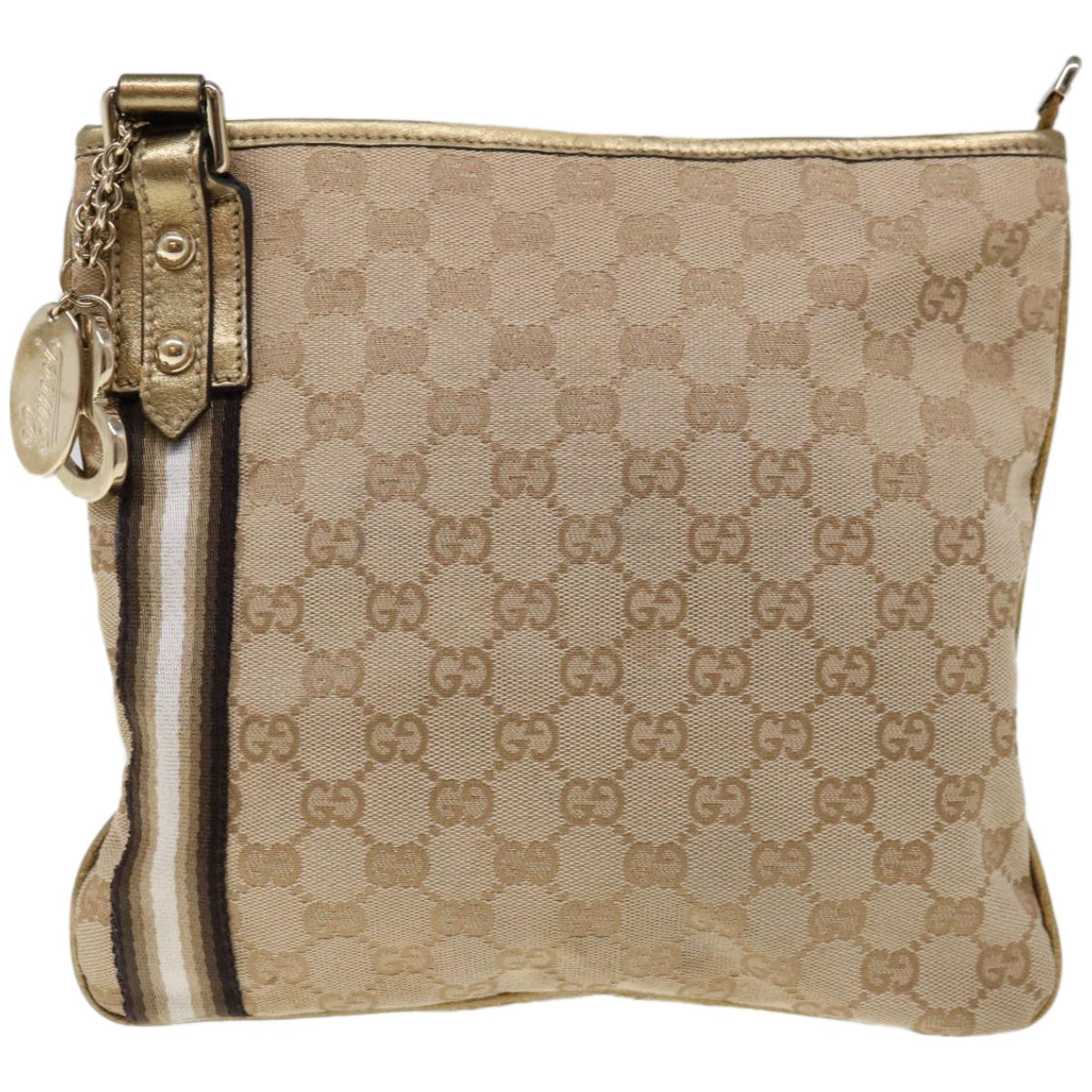 GUCCI GG Canvas Sherry Line Shoulder Bag Beige Black Brown 144388  ac2767