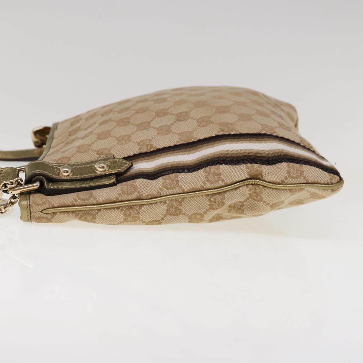 GUCCI GG Canvas Sherry Line Shoulder Bag Beige Black Brown 144388  ac2767
