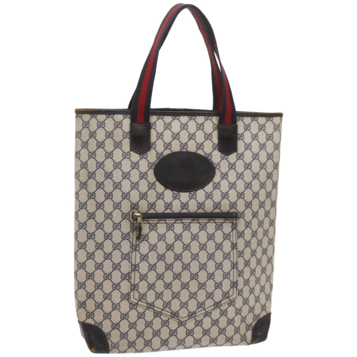 GUCCI GG Supreme Sherry Line Tote Bag PVC Leather Red Navy 010 378  ac2770