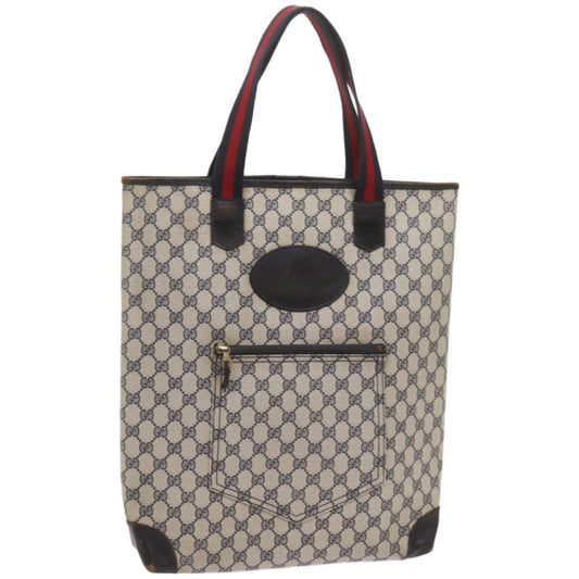 GUCCI GG Supreme Sherry Line Tote Bag PVC Leather Red Navy 010 378  ac2770