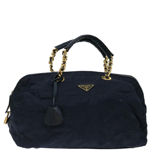 Luxury PradaQuilted Hand Bag Nylon Navy ac2871