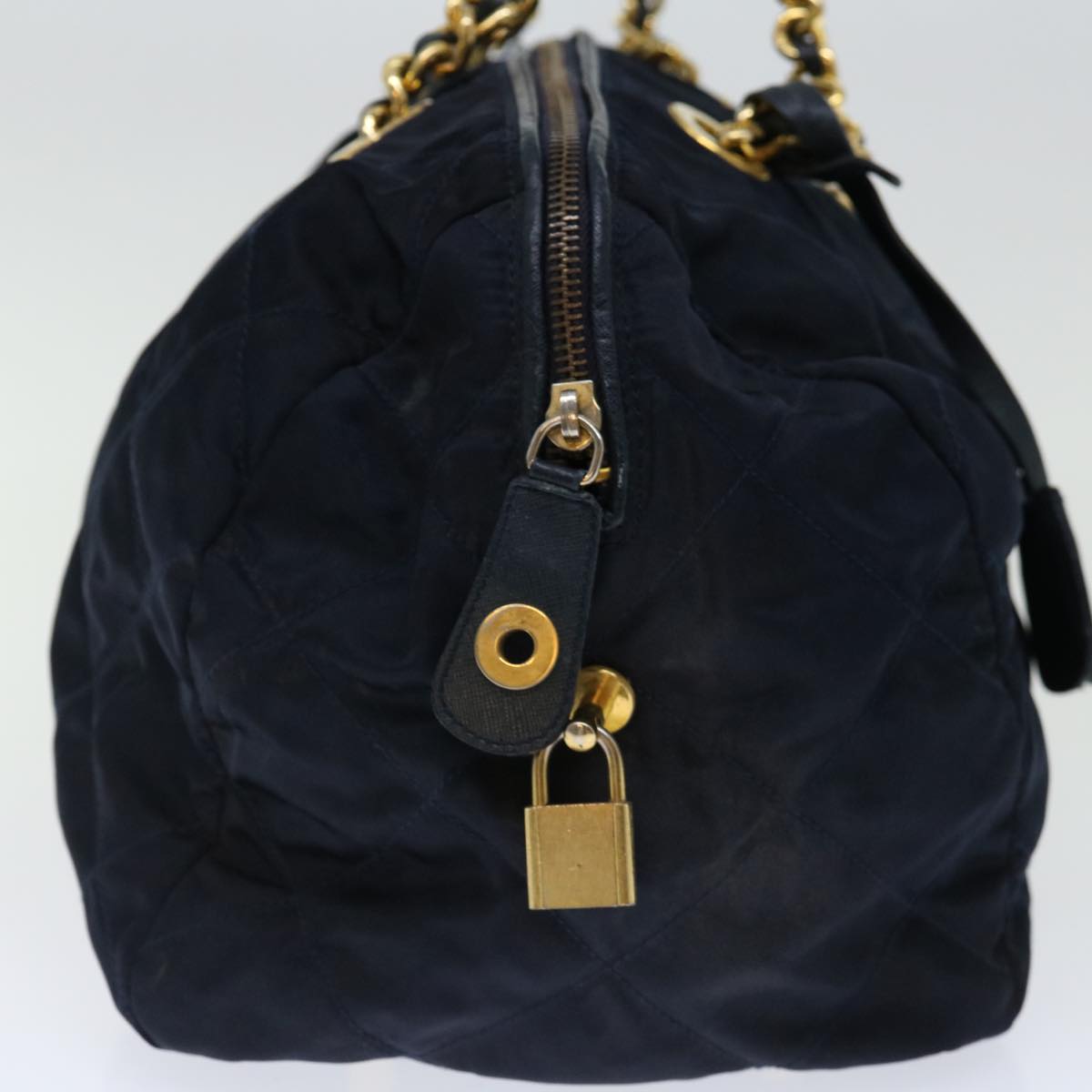 Luxury PradaQuilted Hand Bag Nylon Navy ac2871
