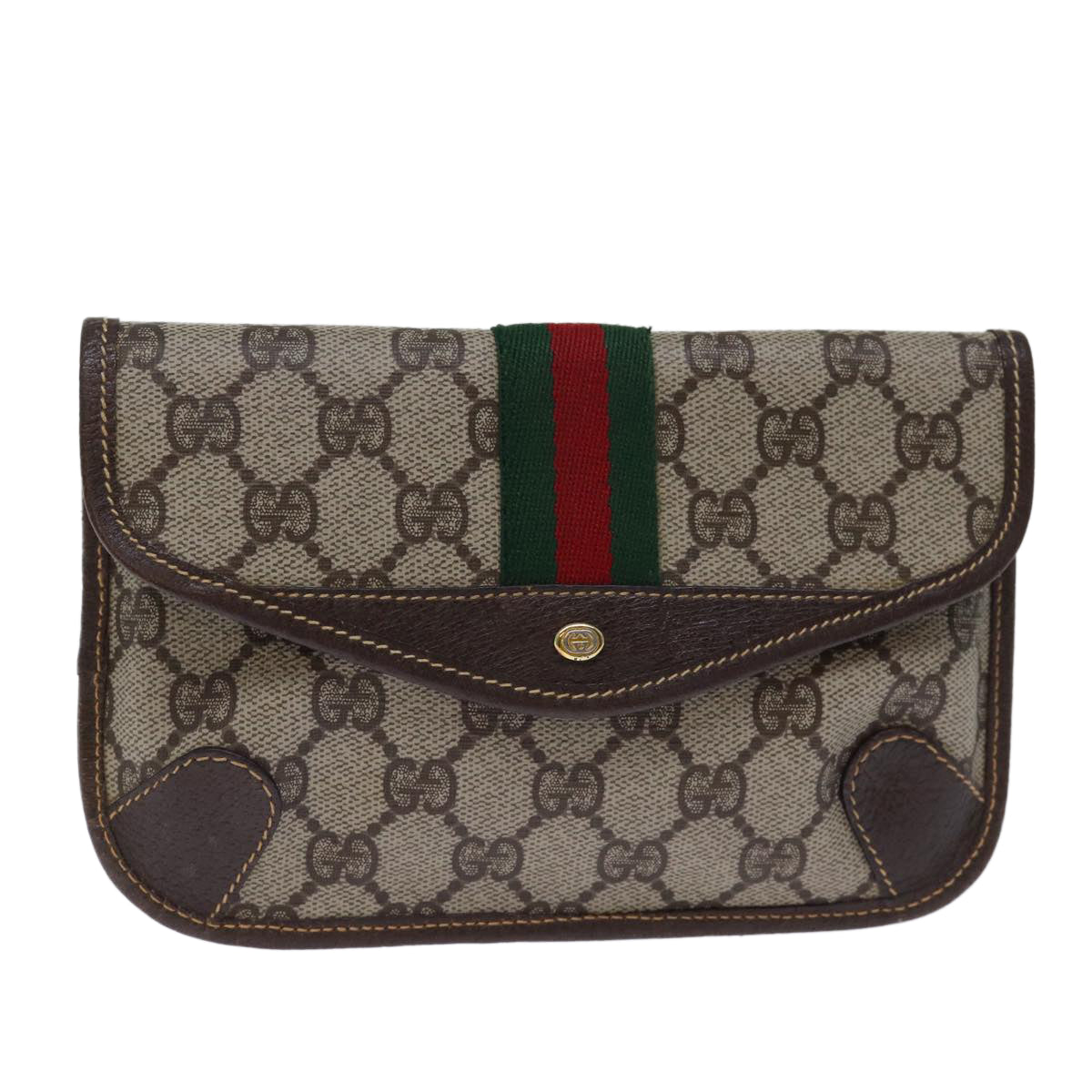Luxury Gucci Trending 2025 GG Supreme Web Sherry Line Pouch PVC Beige Red 014 89 5205  ac2968