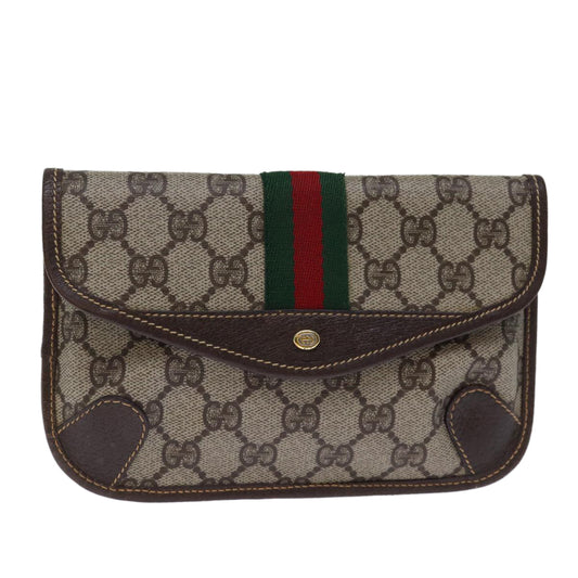 Luxury Gucci Trending 2025 GG Supreme Web Sherry Line Pouch PVC Beige Red 014 89 5205  ac2968