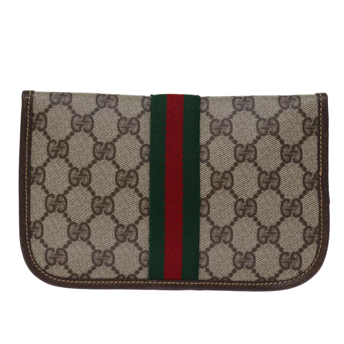 Luxury Gucci Trending 2025 GG Supreme Web Sherry Line Pouch PVC Beige Red 014 89 5205  ac2968
