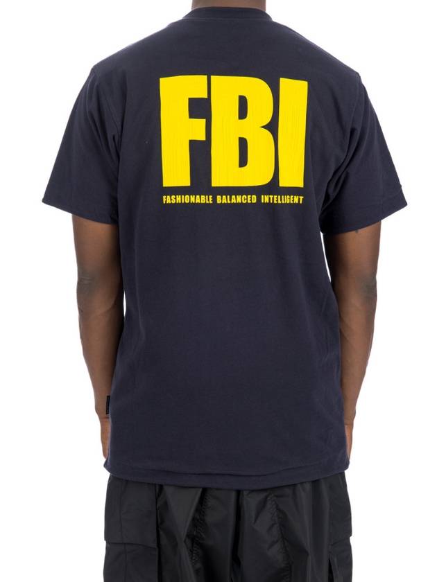 Luxury Balenciaga FBI Print Reversible Short Sleeve T-Shirt Navy