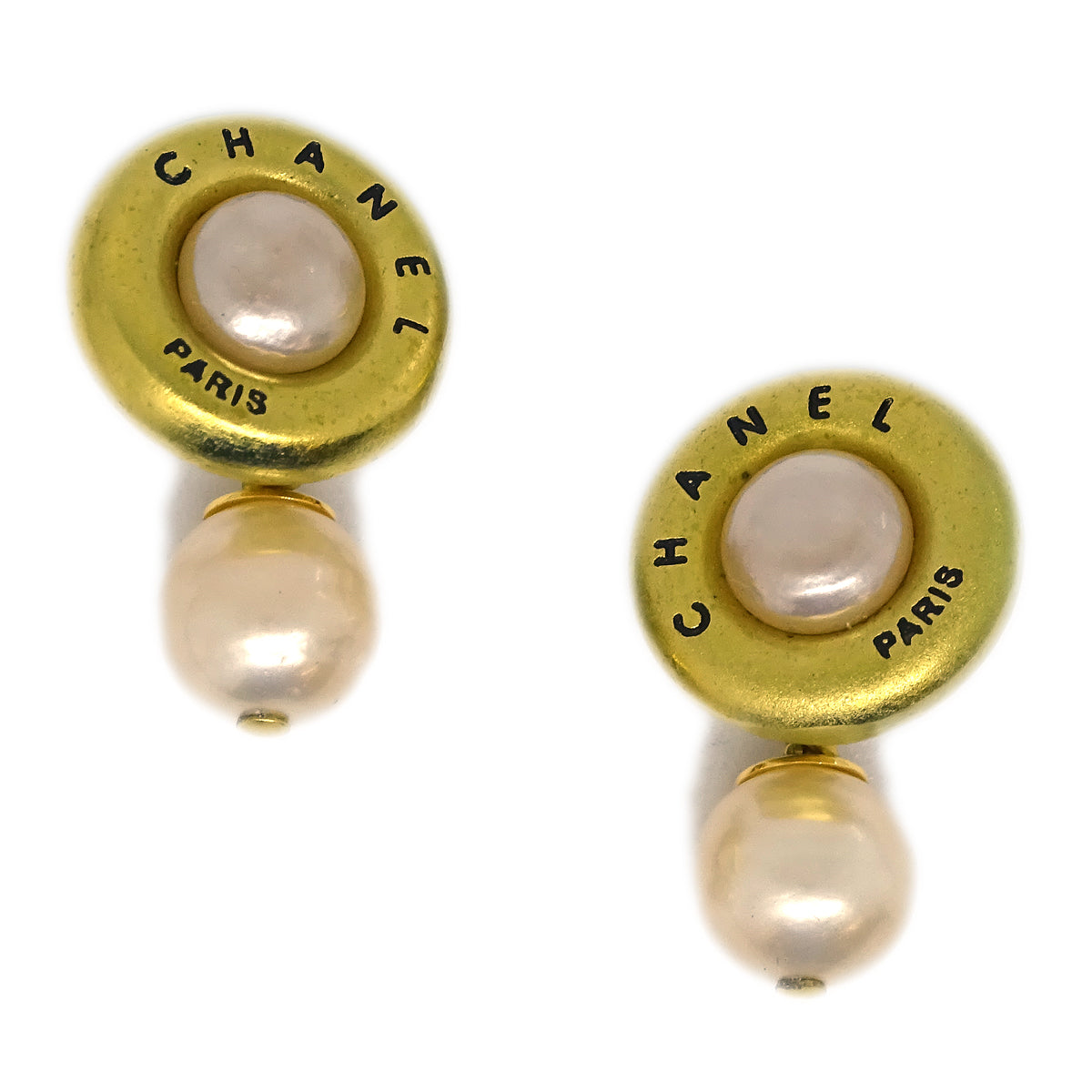 Chanel Cuffs Button Artificial Pearl Gold 94A Small New