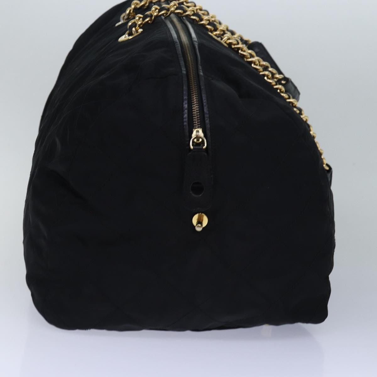 Luxury PradaChain Boston Bag Nylon Black ac3064