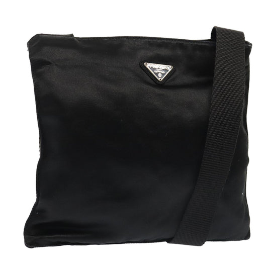 Luxury Prada Shoulder Bag Satin Silver Black  ac3203