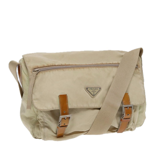 Luxury Prada Shoulder Bag Nylon Cream Silver  ac3204