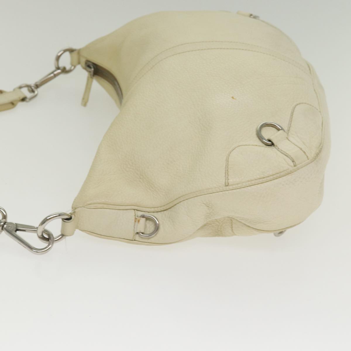 Luxury Prada Shoulder Bag Leather White Silver  ac3215
