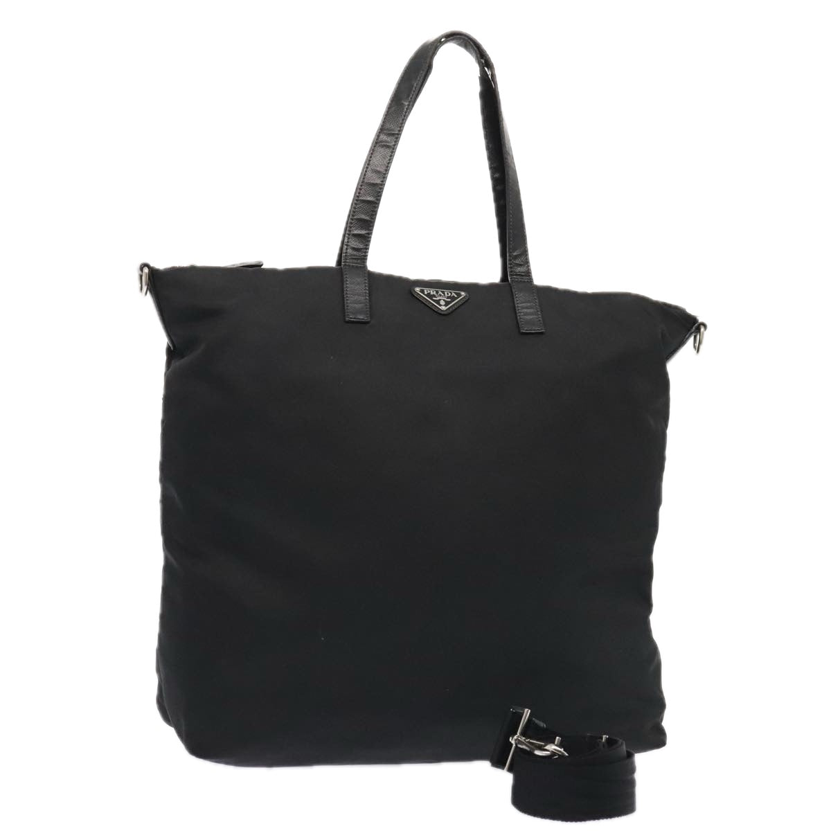 Luxury Prada Tote Bag Nylon 2way Black Silver  ac3218