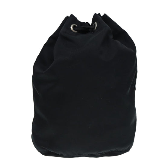 Luxury Prada Drawstring Pouch Nylon Black Silver  ac3236