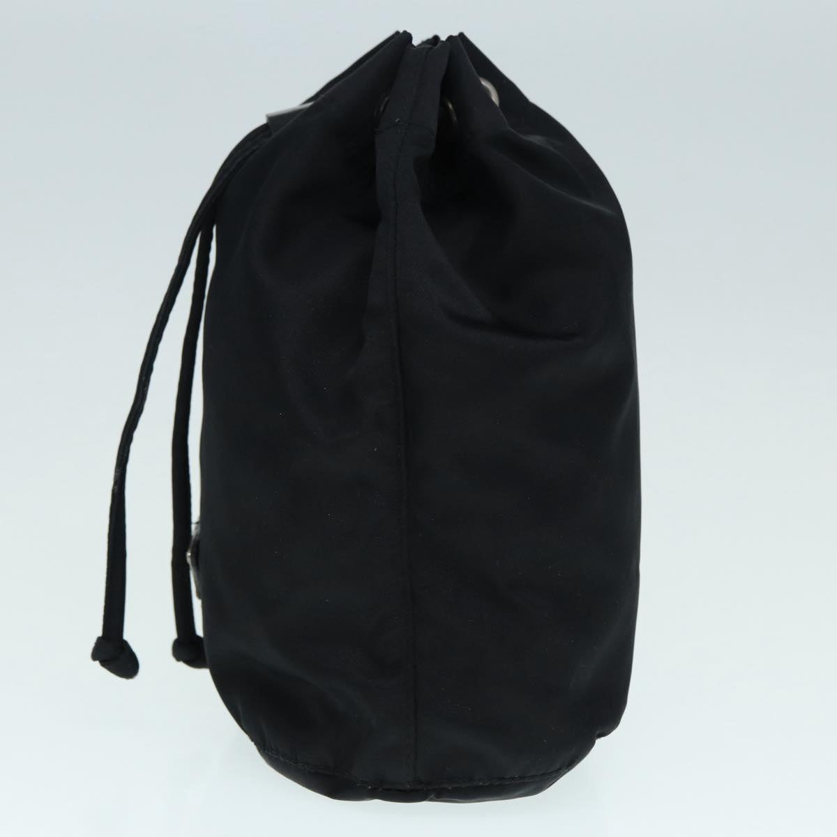 Luxury Prada Drawstring Pouch Nylon Black Silver  ac3236