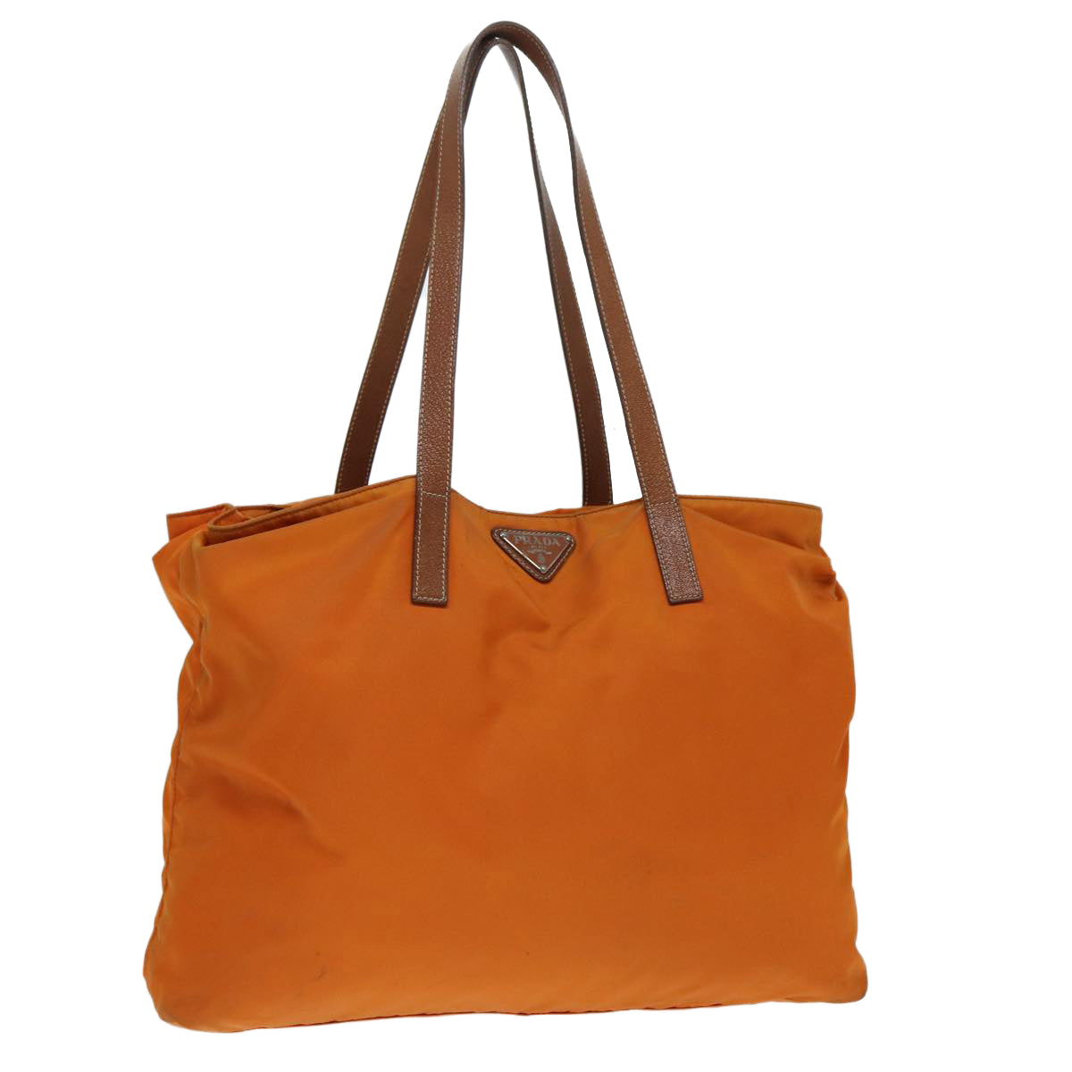 Luxury Prada Tote Bag Nylon Orange Silver  ac3237