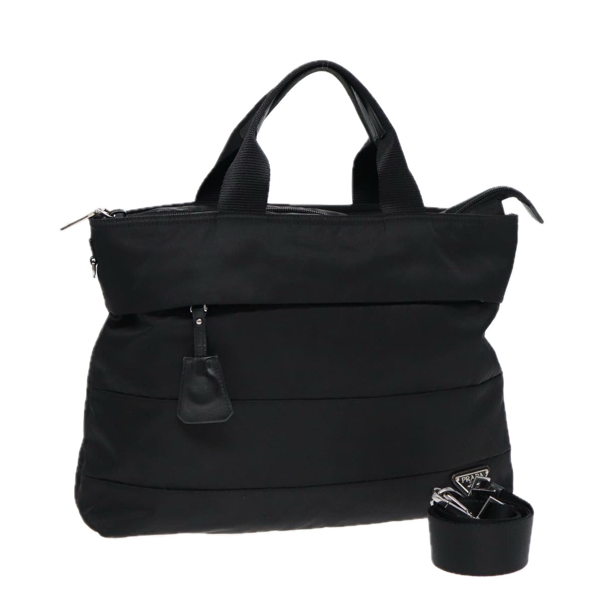 Luxury Prada Tote Bag Nylon 2way Black Silver  ac3238