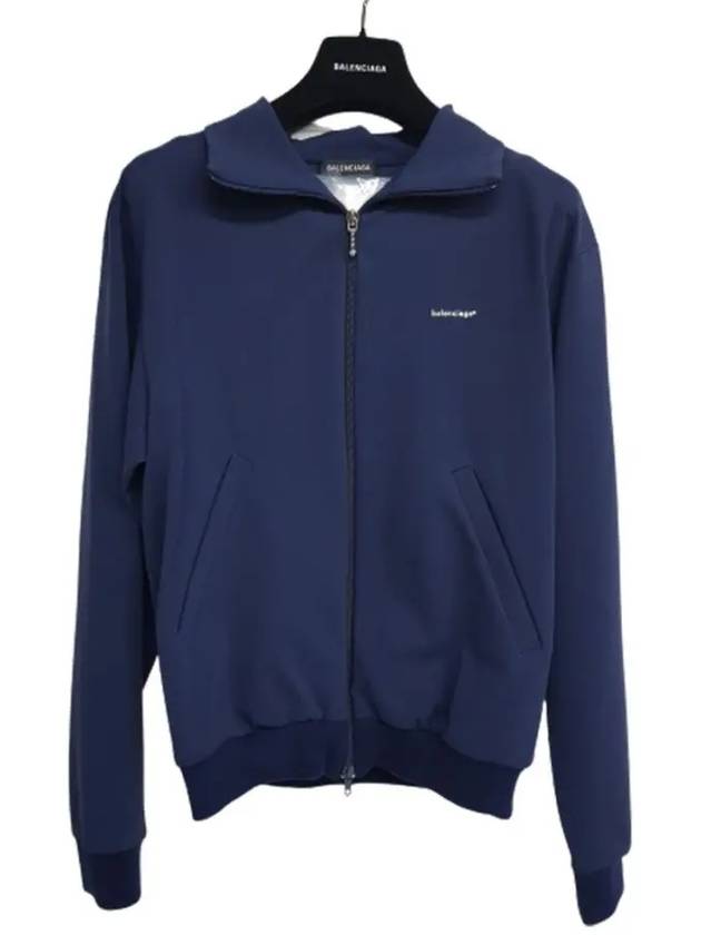 Luxury Balenciaga Logo Zip-Up Jacket Navy