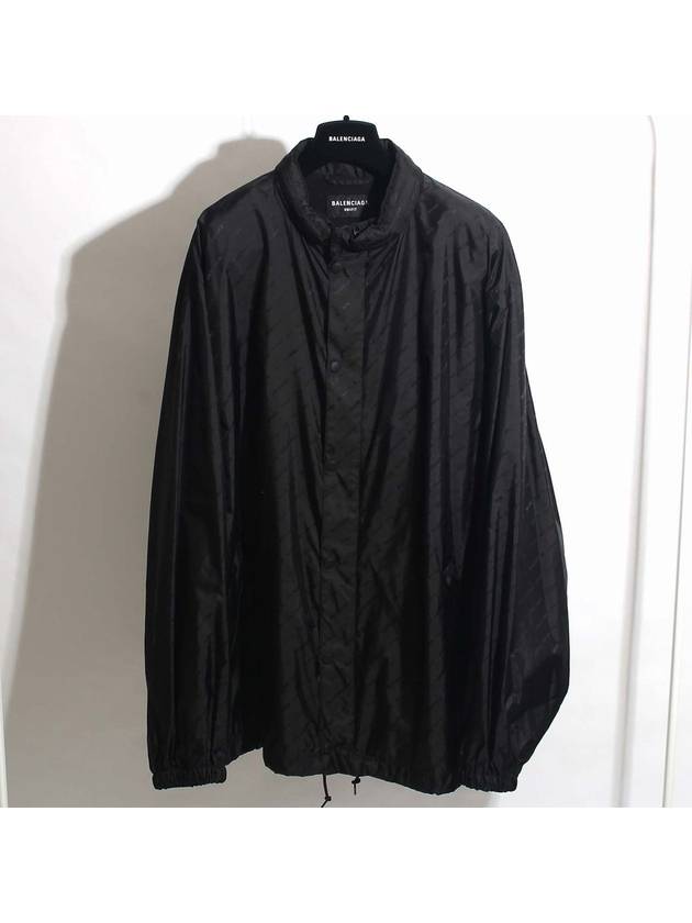 Luxury Balenciaga Men's All-Over Logo Rain Jacket Black